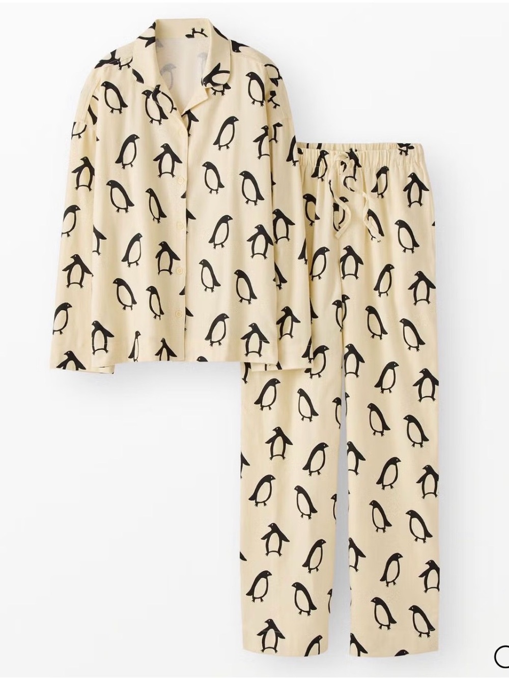 Hanna Andersson Flannel Cream Penguin Pajama Set Size Small - New